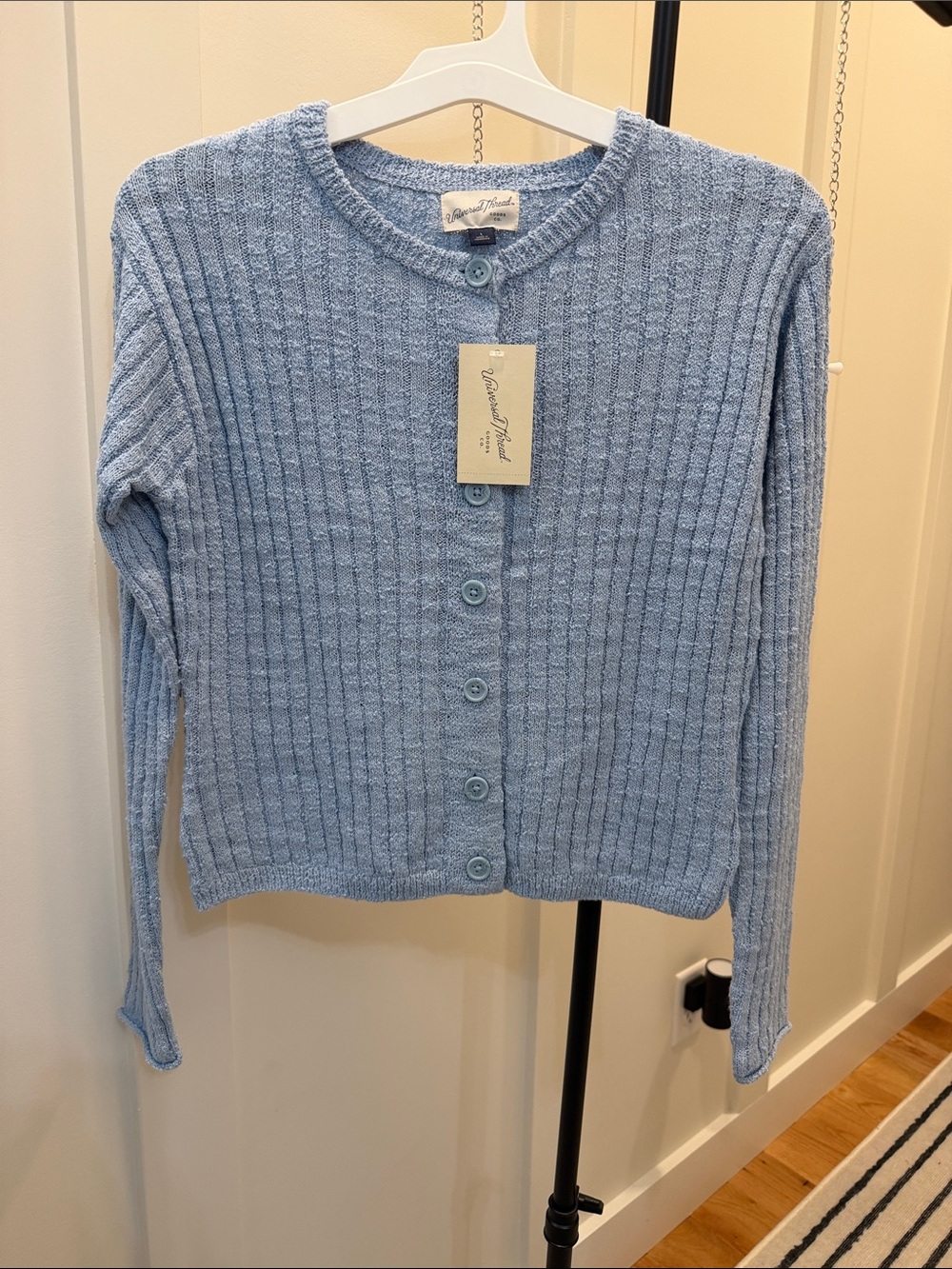 Universal Thread Light Blue Ribbed Button-Up Cardigan #898